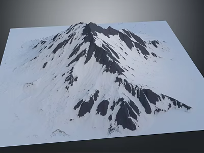 Snow Covered Mountain Terrain With Rocky Peaks And Thick White Snow Layers 3d model
