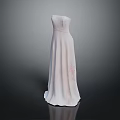 White Strapless Long Dress With Pink Floral Patterns And Flowy Skirt Design