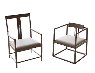 New Chinese Style Tea Chair Single Chair Dining Chair Leisure Chair Book Chair 3d model