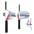 Industrial Electrical Circuit Breakers Equipment Featuring Blue White Modules And Red Blue Wires