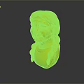 3D Model Of A Woman With Braided Hair Wearing Blue Top Against Gray Background