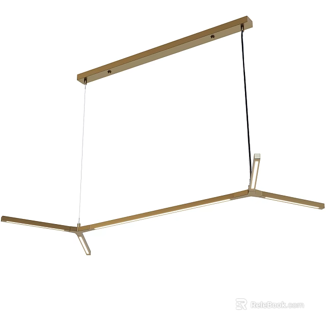 Modern Brass Linear Pendant Light With Intersecting Metal Bars And Minimalist Design 3d model