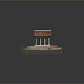 Carved Stone Structure With Columns Base Circular Green Areas And Fallen Leaves