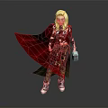 Animated Female Mythical Character With Blonde Hair Red Cape Hammer And Armor