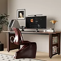 Modern Middle Ancient Desk Chair Middle Style Desk Computer Desk Computer 3d model