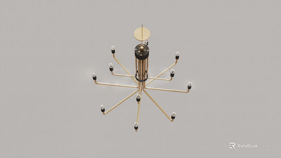 Modern Contemporary Metal Chandelier With Multiple Arms And Bulb Holders 3d model 