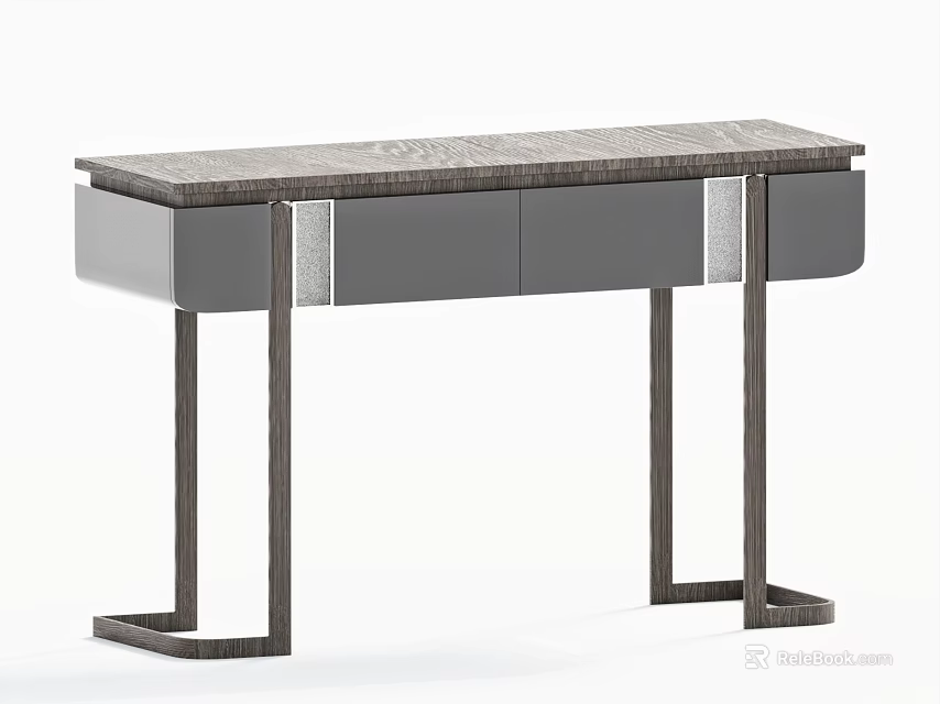 Modern Entryway Sideboard Cabinet With Sleek Metal Frame And Wooden Top 3d model 