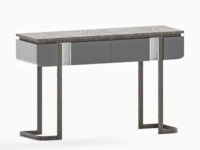 Modern Entryway Sideboard Cabinet With Sleek Metal Frame And Wooden Top 3d model