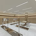 Modern Clothing Store Interior With Wooden Columns Hanging Racks Display Counter And Ceiling Lighting