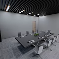Modern Conference Room Interior With Long Table Ergonomic Chairs Large Screen And Small Plant