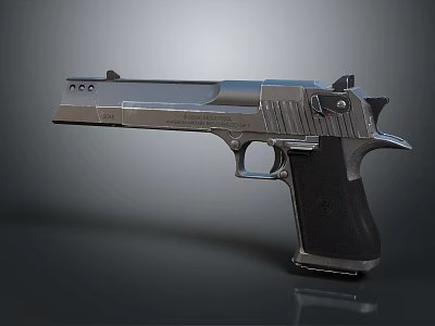 Sleek Metal Pistol With Black Grip And Silver Body Design Details 3d model