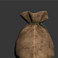 Handcrafted Burlap Storage Bag For Daily Supplies With Green String Tie