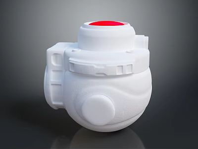 White Military Weapon With Red Top And Round Tactical Component Structure 3d model