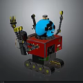 Colorful Mechanical Robot With Blue Head Red Body Track Wheels Mechanical Arms And Antenna