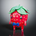 Strawberry Themed Decorative Children's Furniture With Red Body Green Leaves And Blue Bow Tie Design