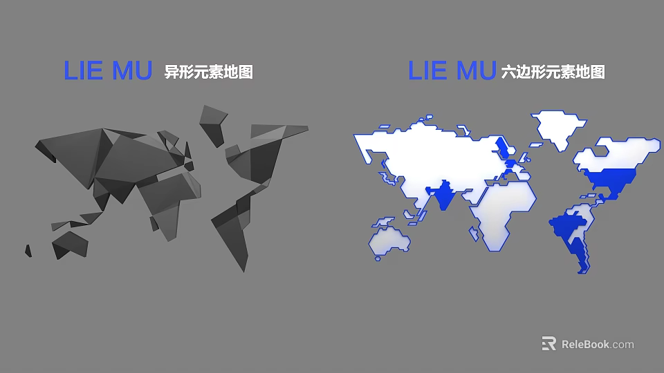 Unique Wall Decor with Irregular and Hexagonal Element World Maps Design 3d model 
