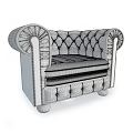 Classic Black Leather Single Sofa With Tufted Design And Nailhead Trim Armrests Metal Legs