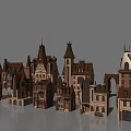European Style Architecture With Various Classic Buildings Towers Spires And Arched Doors