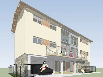 Modern Two Story Detached House With Balcony Garage And Light Colored Exterior 3d model