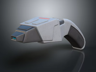 Futuristic Sci Fi Weapon With Sleek Gray Design Blue Accent And Handheld Structure 3d model