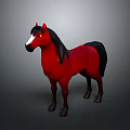 Red Horse Character With Black Mane White Nose And Dark Tail 3d model
