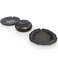 Household Textured Ashtrays Set of Three with Various Shapes and Classic Design