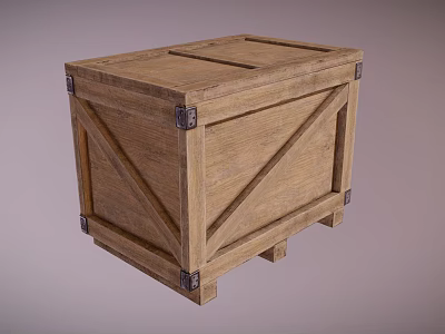 Sturdy Wooden Crate With Metal Hardware For Storage And Transport Use 3d model