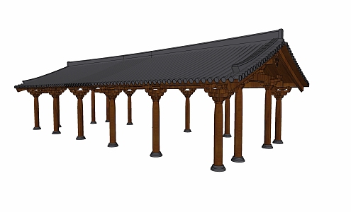 Chinese-style Corridor Frame Classical Pavilion Porch Water Xie Yu Bridge Corridor Landscape 3d model