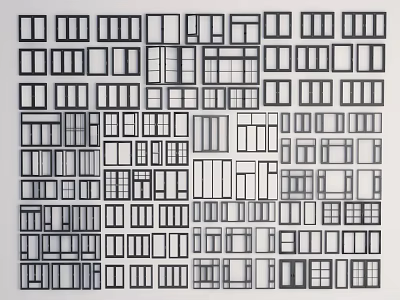 Various Windows with Different Shapes Sizes Arranged in Geometric Pattern 3d model