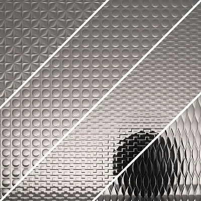 Decorative Wall Panel With Diverse Textured Details Including Circular Raised And Wavy Patterns 3d model