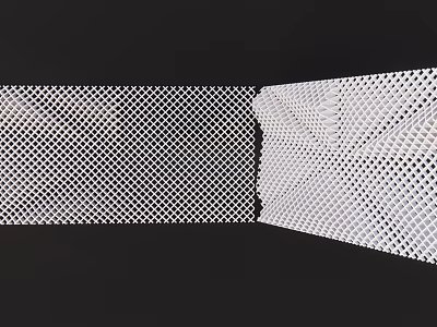 Modern White Background Wall Design With Perforated Geometric Patterns In Interior Space 3d model