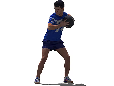 Man In Blue Jersey Number 78 Blue Shorts Holding Football Preparing To Throw 3d model