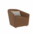 Modern Brown Leather Accent Chair With Armrests And Light Colored Cushion 3d model