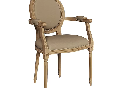 Classic Single Chair With Wooden Frame Upholstered Seat And Curved Armrest Design 3d model