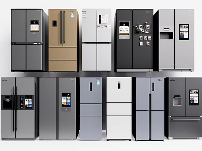Various Modern Refrigerator Models In Different Colors For Home Kitchen Use 3d model