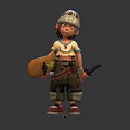 3D Character Creature Models Wearing Hat And Colorful Outfit With Surfboard And Knife