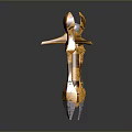 Golden Abstract Sculpture With Modern Angular Design And Shiny Glossy Finish