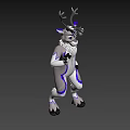 Game and Movie Deer Character With Antlers White Purple Fur Waving Hand