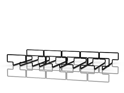 Modern Kitchen Utensils Hanging Rack With Sleek Metal Hooks And Reflective Design 3d model