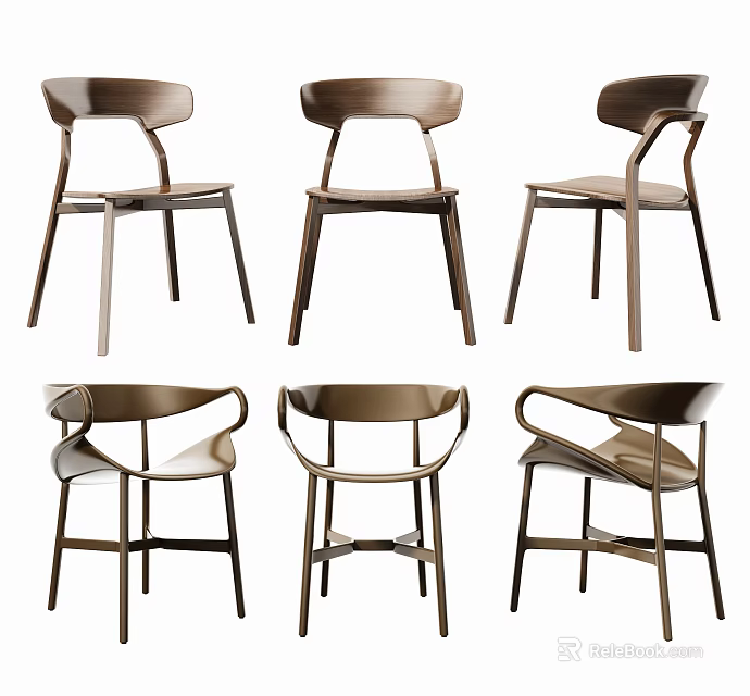 Modern Dining Chairs With Wooden Frame Ergonomic Backrest And Sleek Design 3d model 