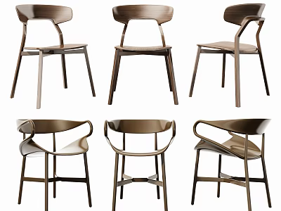 Modern Dining Chairs With Wooden Frame Ergonomic Backrest And Sleek Design 3d model