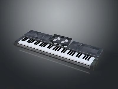 Sleek Gray Electronic Keyboard Featuring Black White Keys And Digital Control Panel 3d model