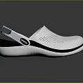 Comfortable White Perforated Casual Clogs With Black Sole And Breathable Design 3d model