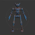 Blue Mechanical Robot Character With Metallic Texture And Articulated Joints