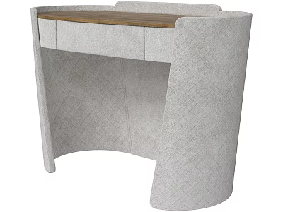 Modern Curved Dressing Table With Quilted Surface And Wooden Top 3d model