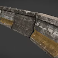 Weathered Concrete Barrier Blocks With Yellowish Patches And Textured Surface