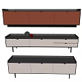 Modern TV Stand Design With Drawers Cabinets Metal Legs And Decorative Spheres
