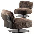 Brown Velvet Single Sofa With Swivel Metal Base And Comfortable Design