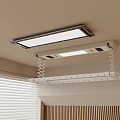 Modern Ceiling Mounted Clothes Drying Rack With LED Light In Indoor Room 3d model