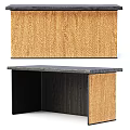 Elegant Reception Desk With Dark Wooden Frame And Golden Textured Marble Countertop Top